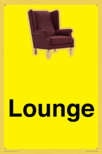 Lounge Dementia Friendly Yellow SIgn